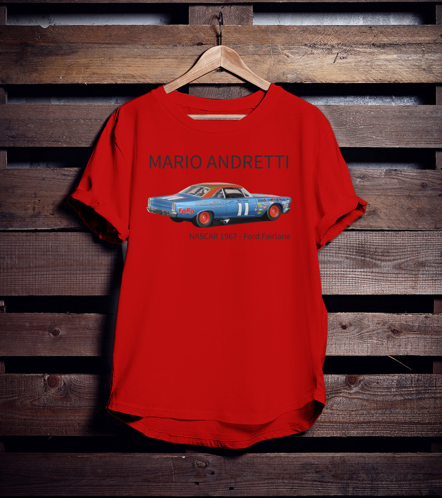 Mario Andretti 1967 NASCAR Ford Fairlane Holman Moody Racing Car Model T-Shirt