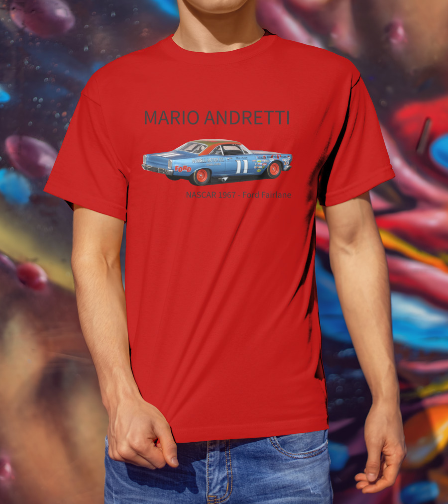 Mario Andretti 1967 NASCAR Ford Fairlane Holman Moody Racing Car Model T-Shirt