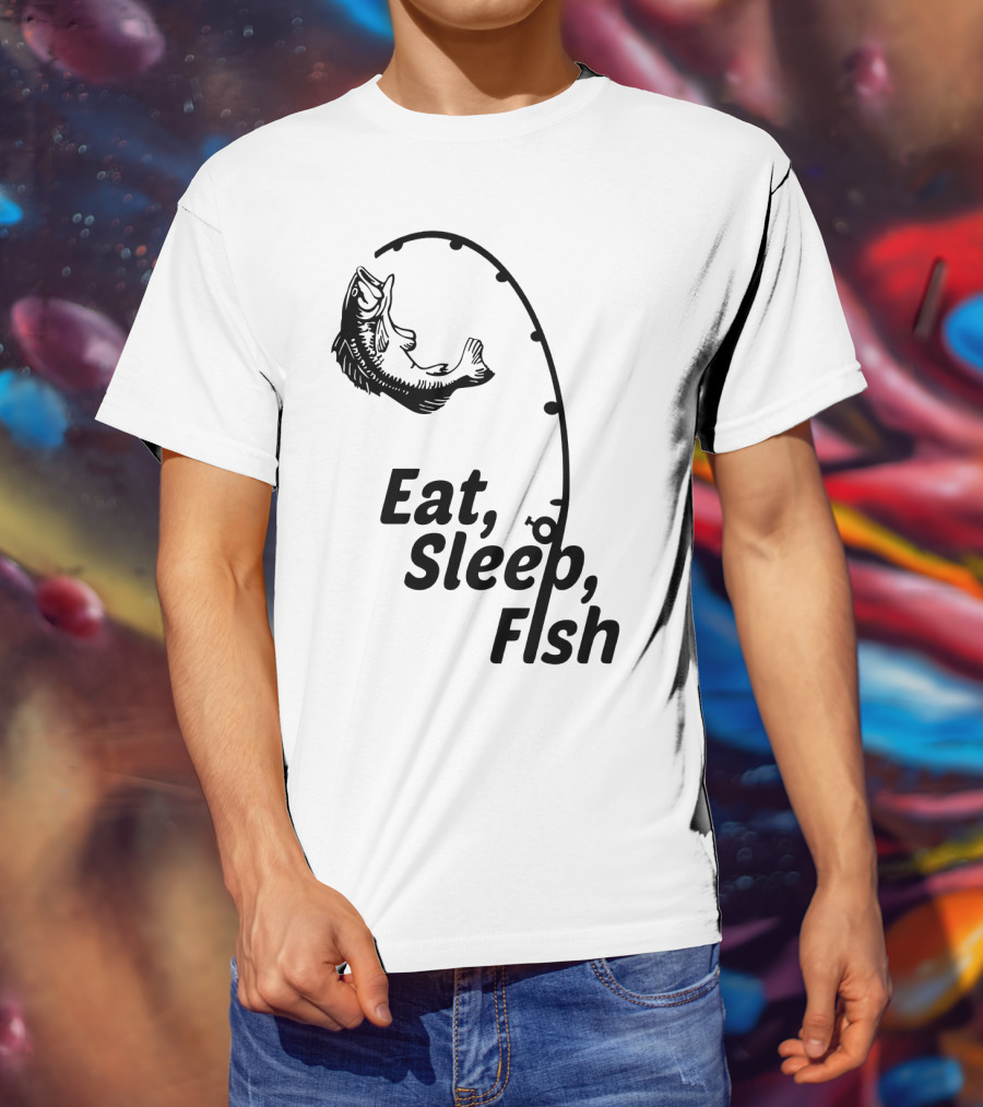 Eat Sleep Fish Fishing Rod And Jumping Fish T-Shirt