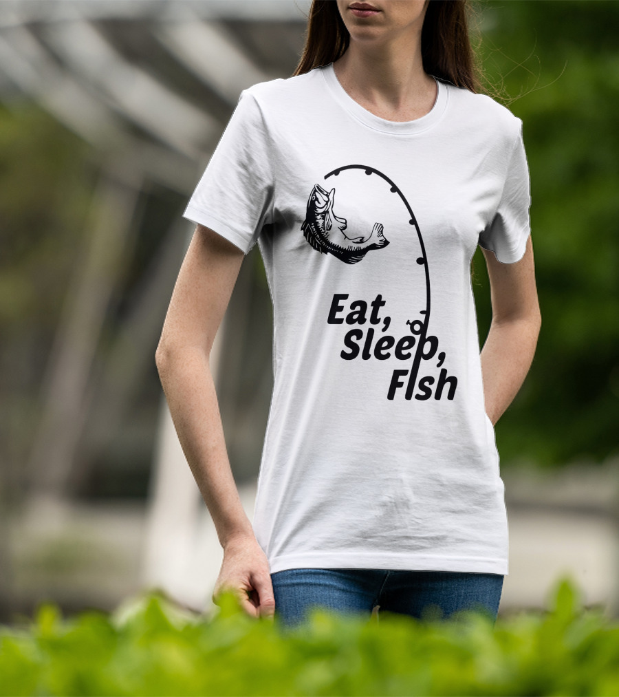 Eat Sleep Fish Fishing Rod And Jumping Fish T-Shirt