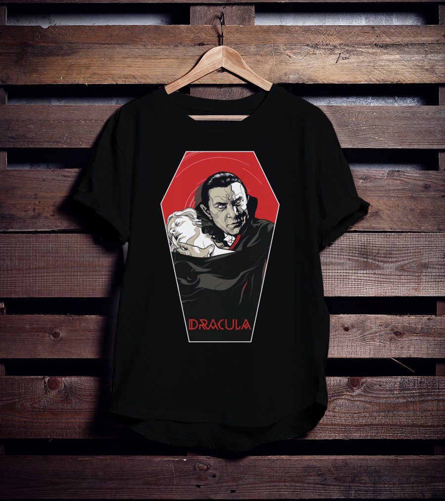 Dracula 1931 Bela Lugosi Vampire Horror Coffin Red Black Iconic Film T-Shirt
