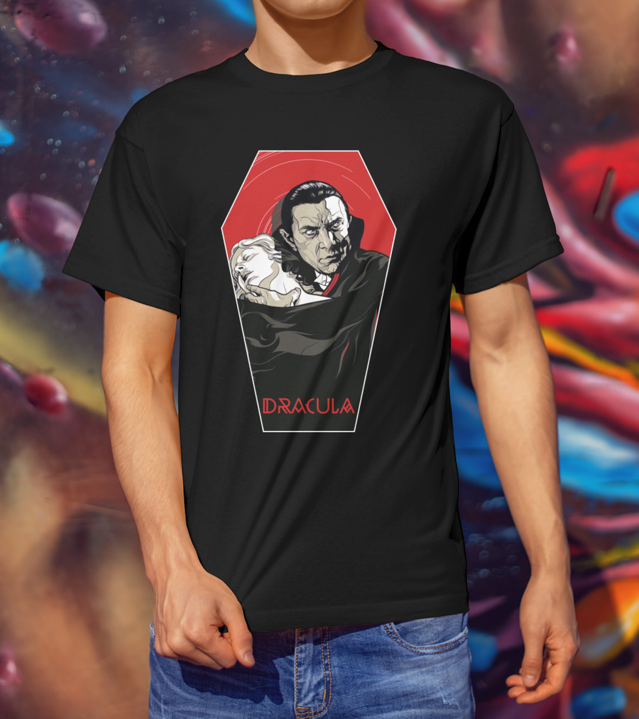 Dracula 1931 Bela Lugosi Vampire Horror Coffin Red Black Iconic Film T-Shirt