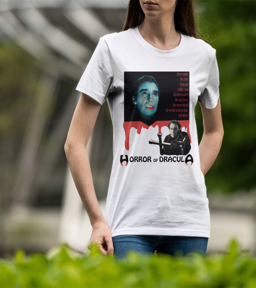 Every Night He Rises From His Coffin-Bed To Seek Blood Horror Of Dracula T-Shirt