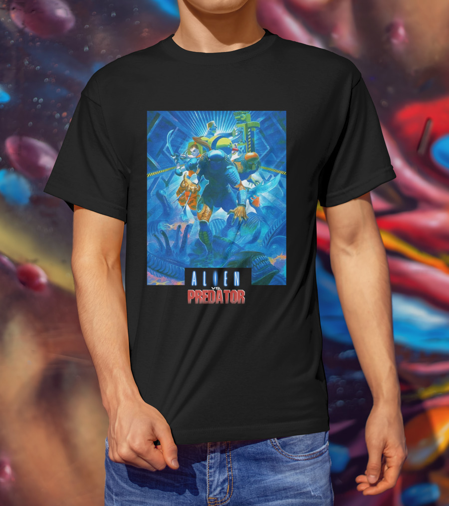 Alien Vs. Predator Retro Video Game Cover T-Shirt