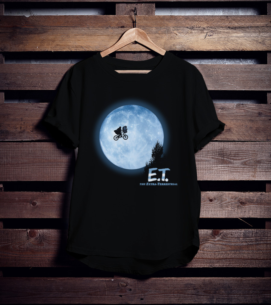 E.T. The Extra-Terrestrial Bicycle Silhouette Against Full Moon T-Shirt