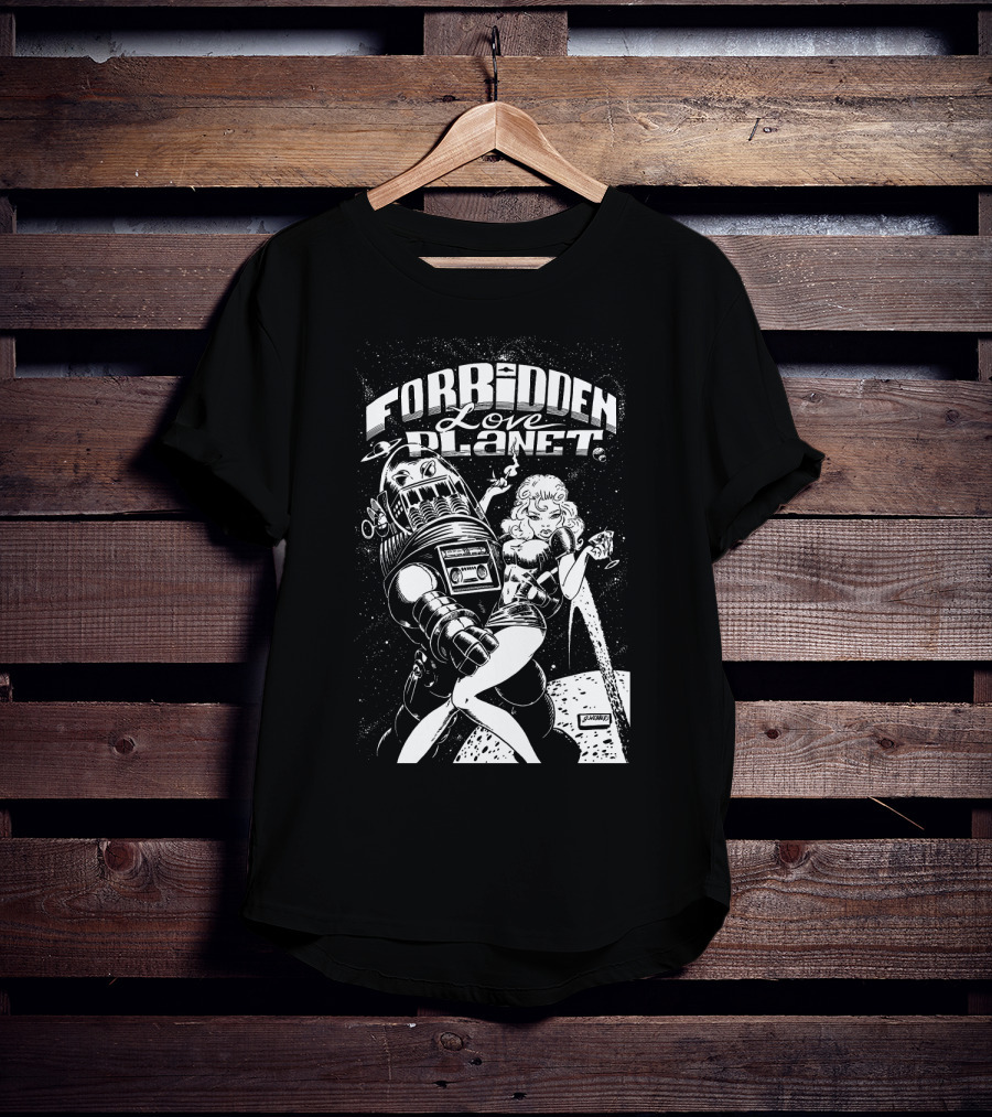 FORBIDDEN LOVE PLANET Sci-Fi Romance Retro Space Adventure T-Shirt