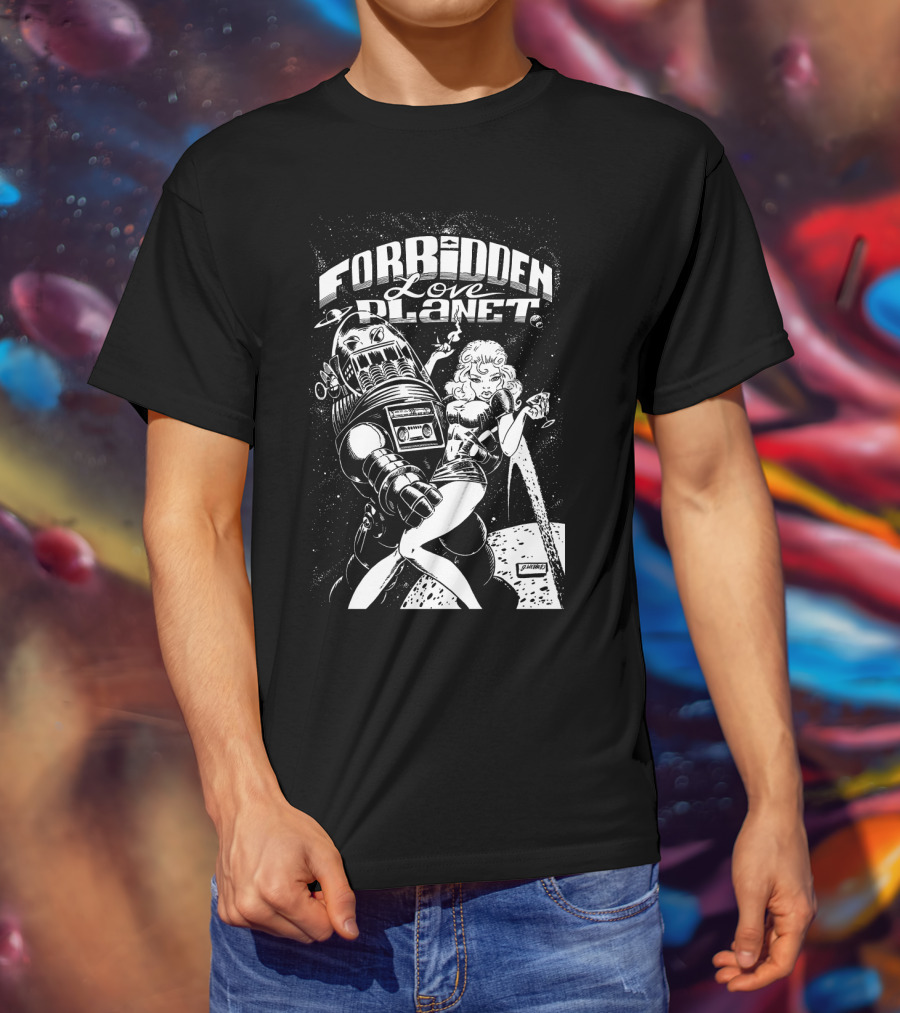FORBIDDEN LOVE PLANET Sci-Fi Romance Retro Space Adventure T-Shirt