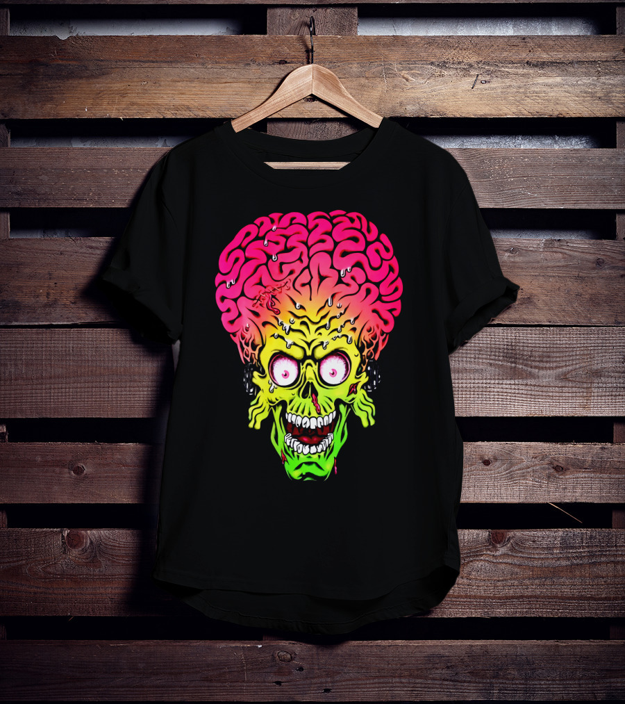 Mars Attacks Alien Brain Zombie Head T-Shirt