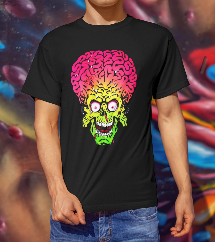 Mars Attacks Alien Brain Zombie Head T-Shirt