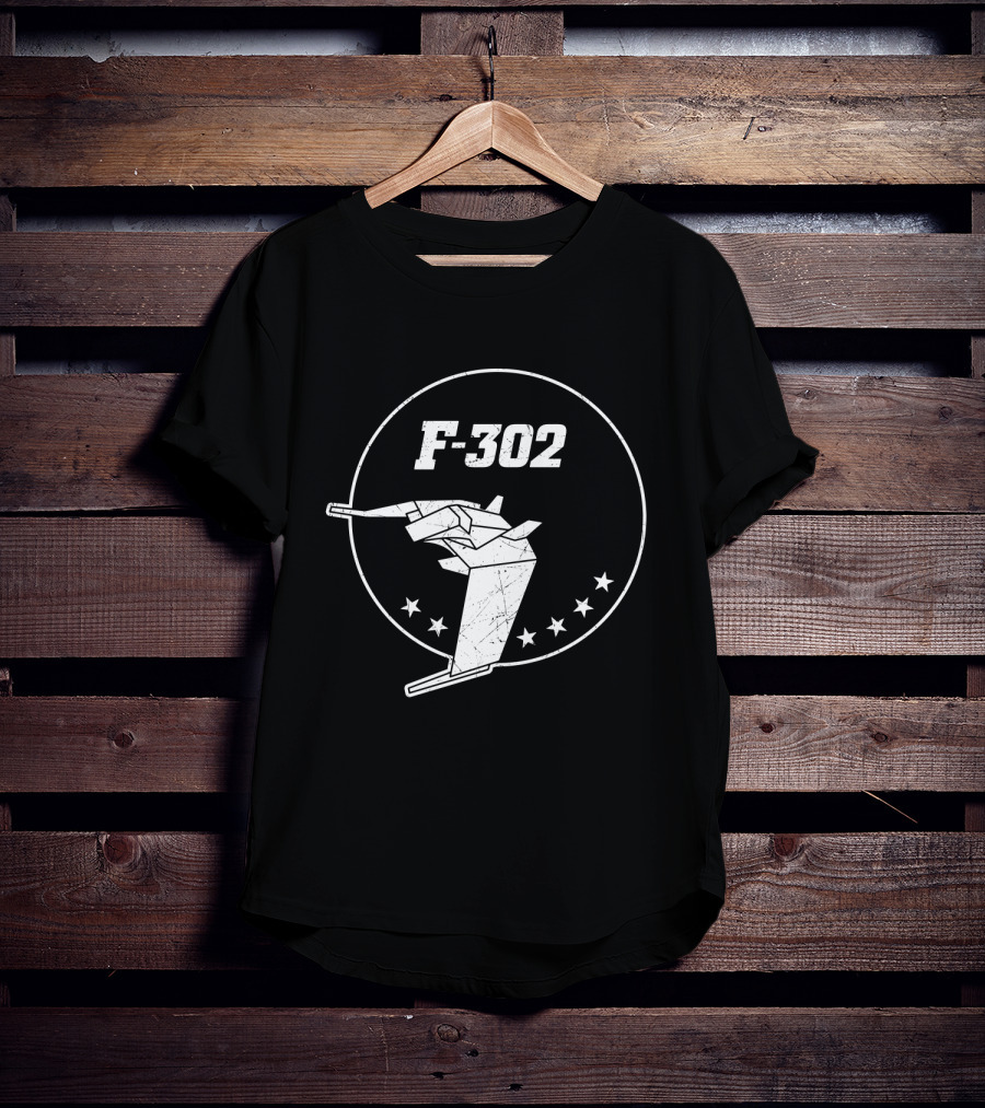 F-302 Stargate Emblem With Fighter Jet And Stars T-Shirt