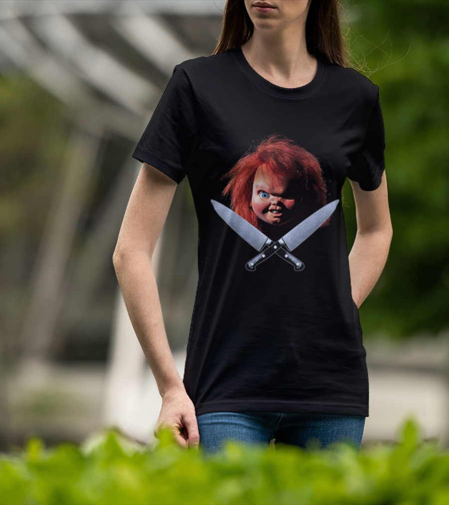 Chucky Doll With Crossed Knives From Child's Play T-Shirt