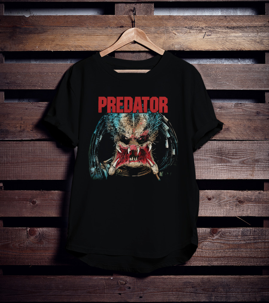 PREDATOR Alien Face Mask Horror T-Shirt