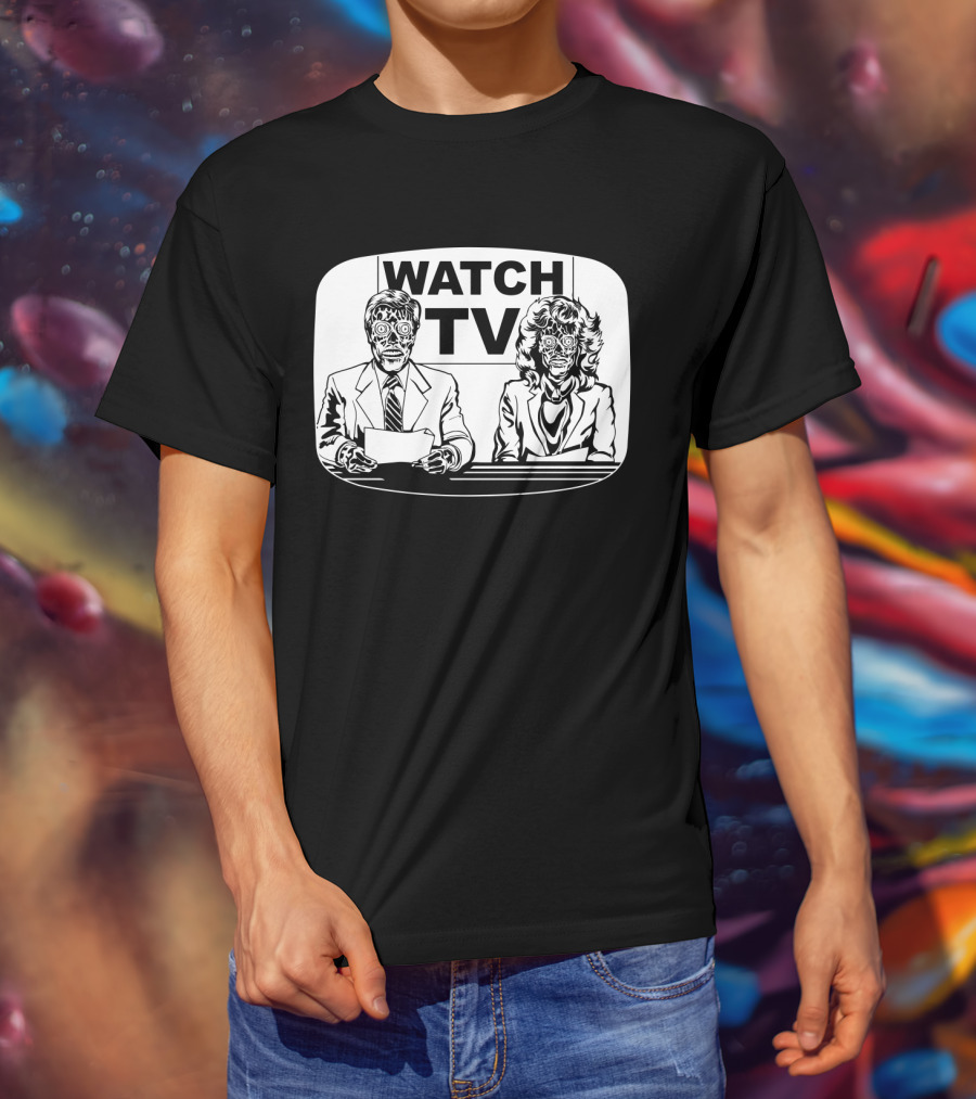 Watch TV They Live News Anchors Alien Faces T-Shirt