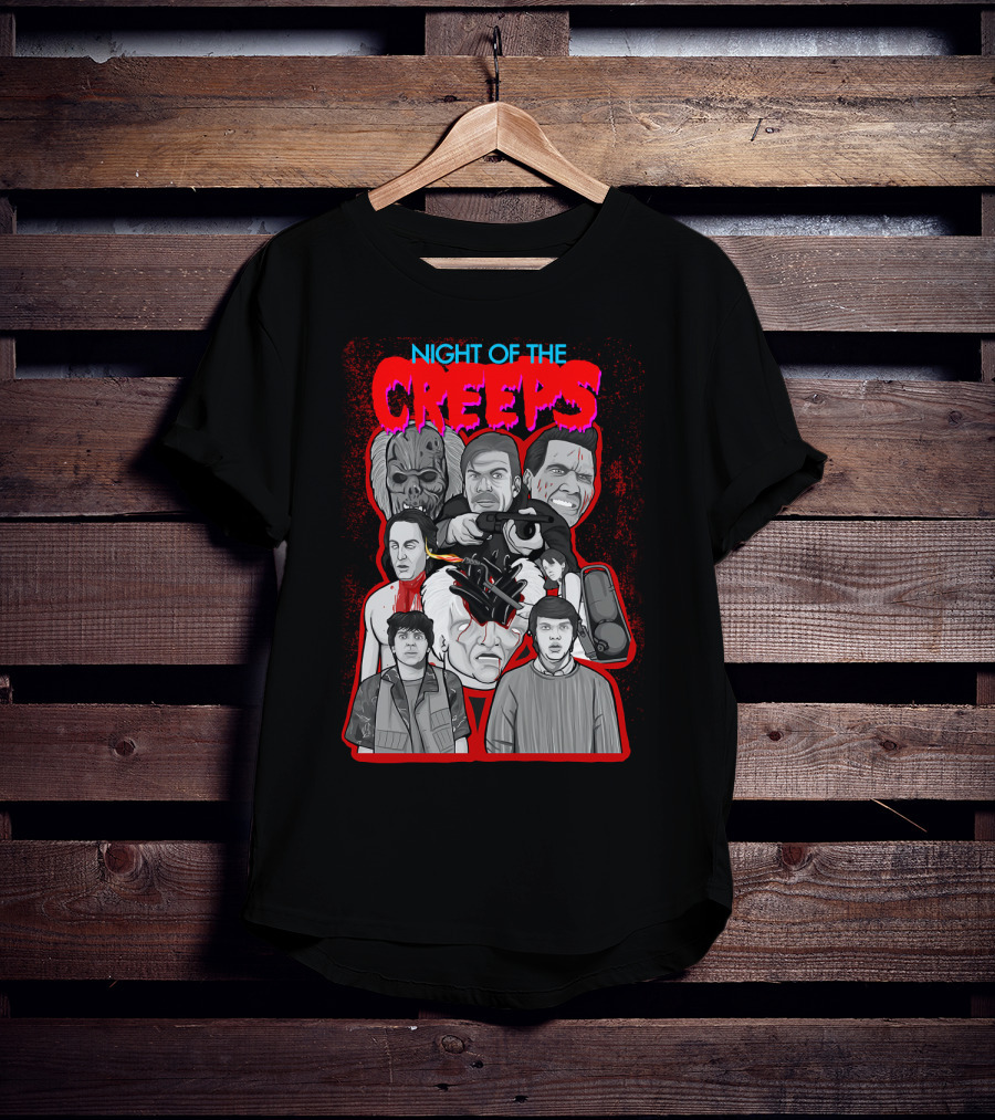 Night Of The Creeps Horror Movie Characters And Weaponry T-Shirt
