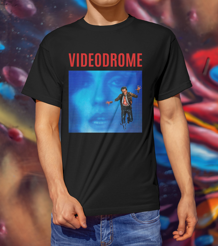 Videodrome Blue Screen Face And Man Jumping T-Shirt