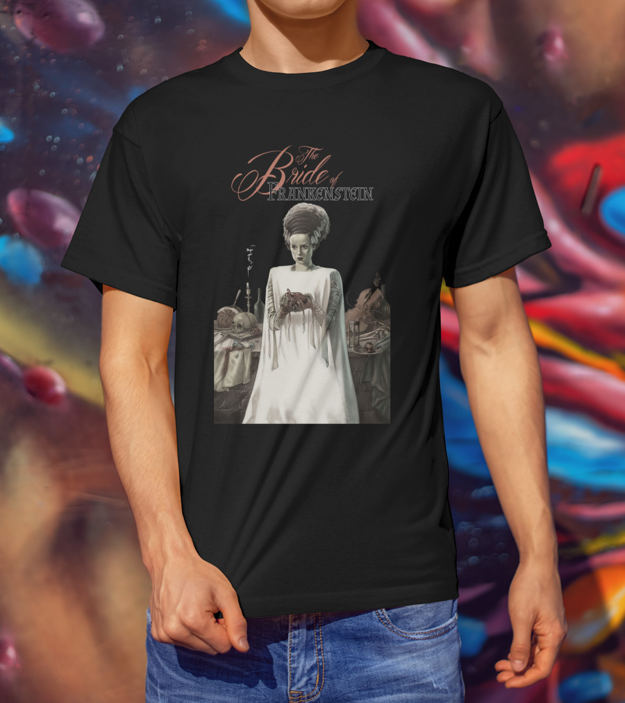 The Bride Of Frankenstein Classic Gothic Horror Scene With Laboratory Elements T-Shirt