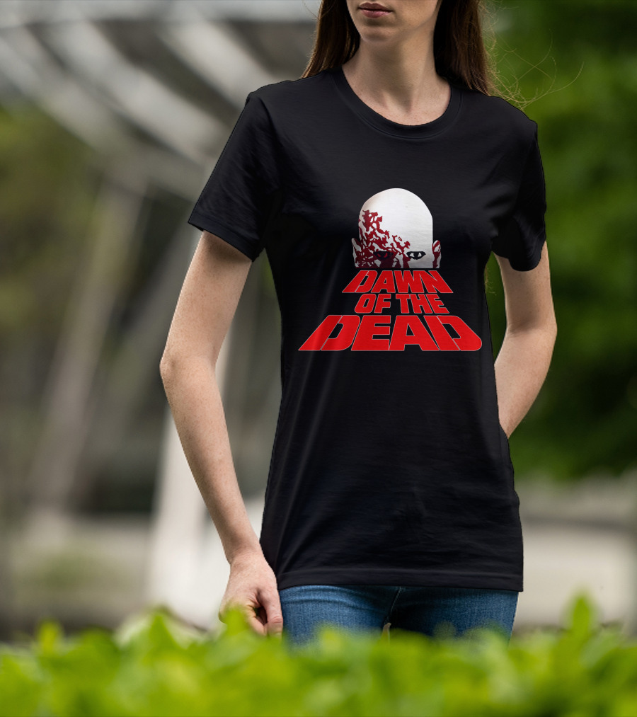 Dawn Of The Dead Zombie Head Red Text T-Shirt