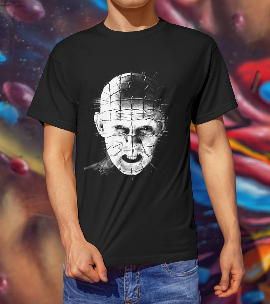 Hellraiser Pinhead Horror Icon Grayscale T-Shirt