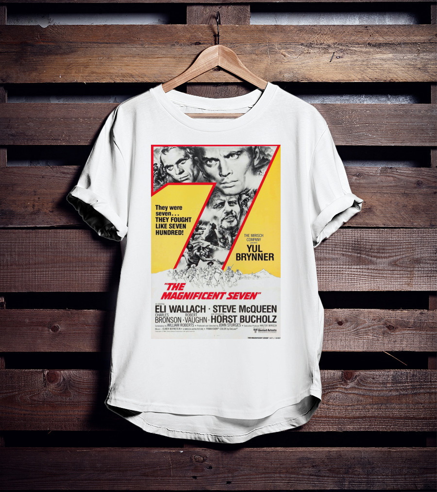 The Magnificent Seven 1960 Yul Brynner Steve McQueen Eli Wallach Charles Bronson Robert Vaughn Horst Buchholz T-Shirt