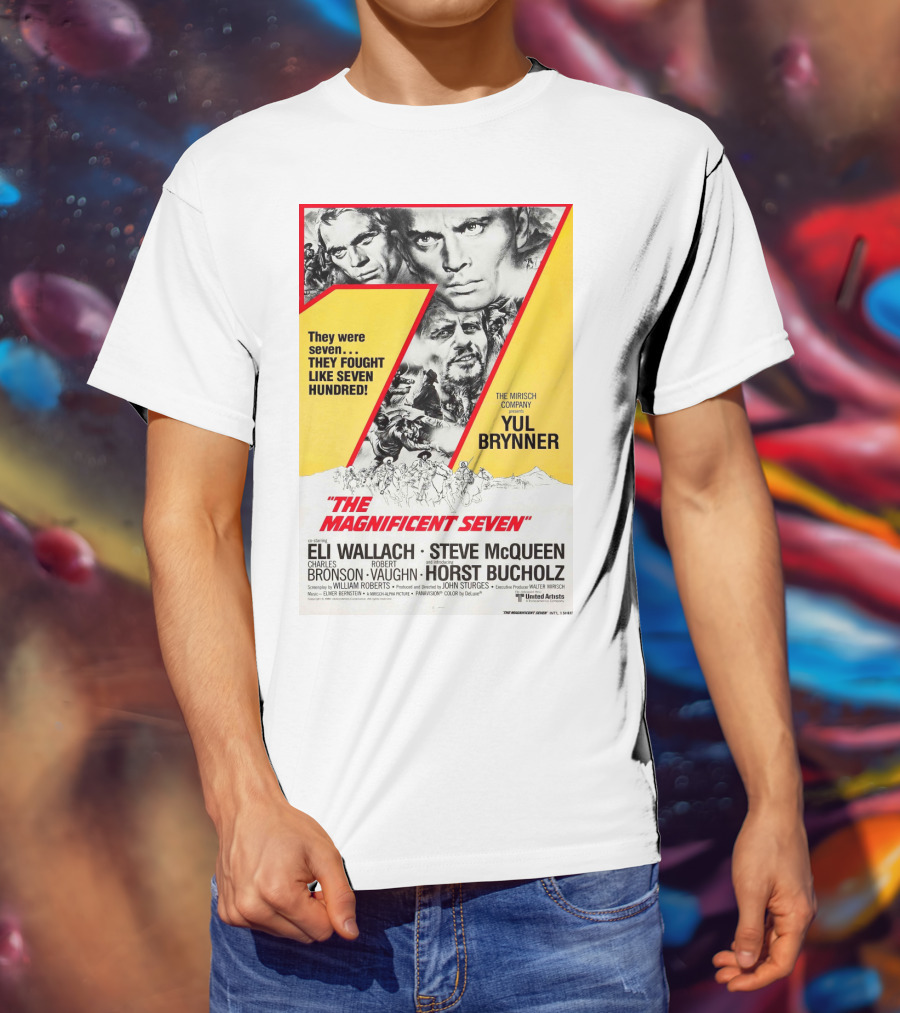 The Magnificent Seven 1960 Yul Brynner Steve McQueen Eli Wallach Charles Bronson Robert Vaughn Horst Buchholz T-Shirt