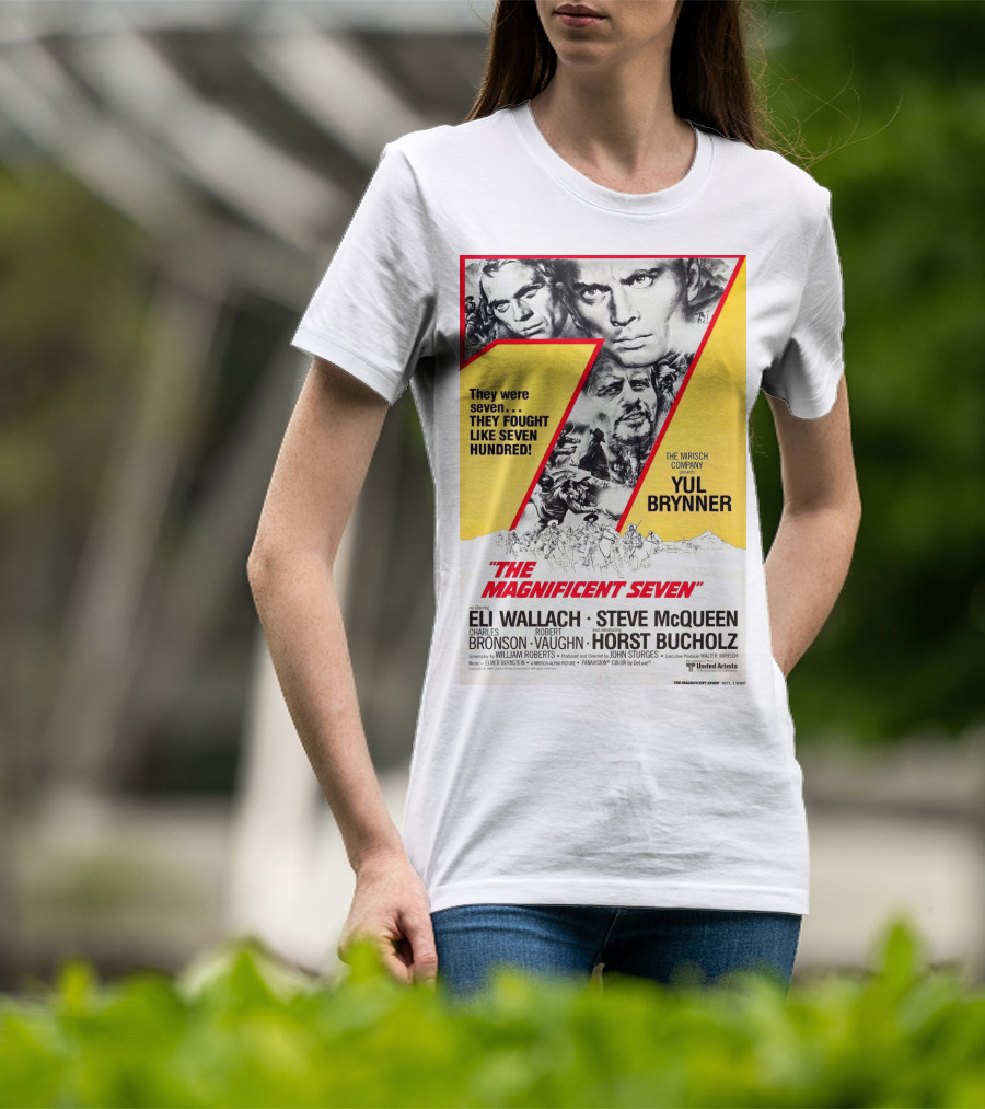 The Magnificent Seven 1960 Yul Brynner Steve McQueen Eli Wallach Charles Bronson Robert Vaughn Horst Buchholz T-Shirt
