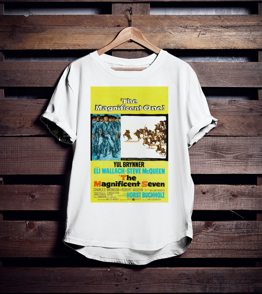 The Magnificent Seven 1960 Steve McQueen Yul Brynner Eli Wallach Movie T-Shirt