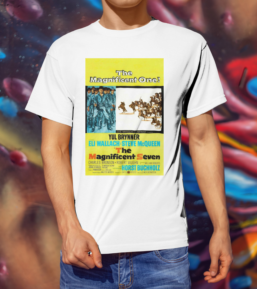 The Magnificent Seven 1960 Steve McQueen Yul Brynner Eli Wallach Movie T-Shirt