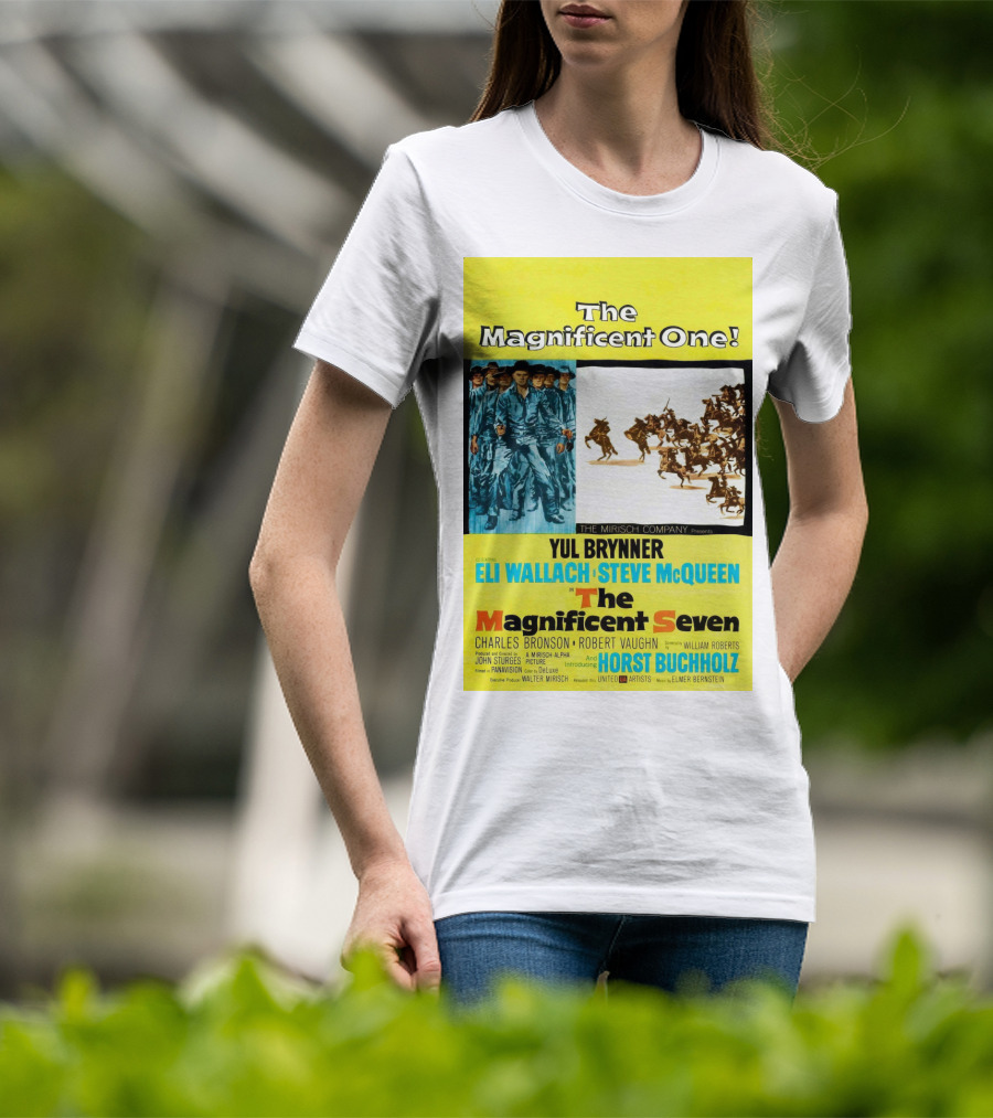 The Magnificent Seven 1960 Steve McQueen Yul Brynner Eli Wallach Movie T-Shirt