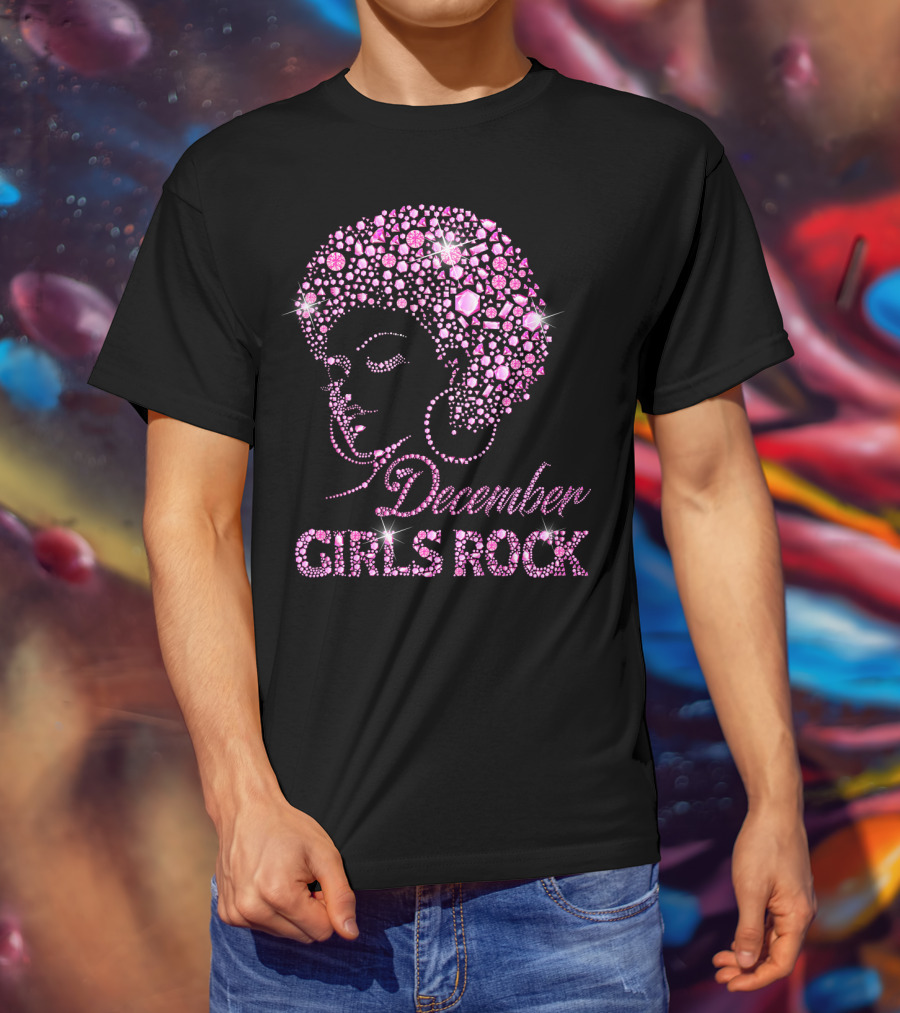 December Girls Rock Pink Rhinestone Afro T-Shirt