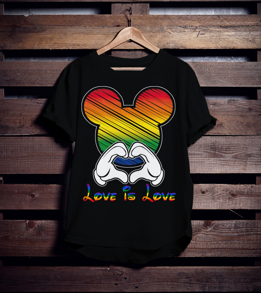 Love Is Love Rainbow Mickey Heart Hands T-Shirt
