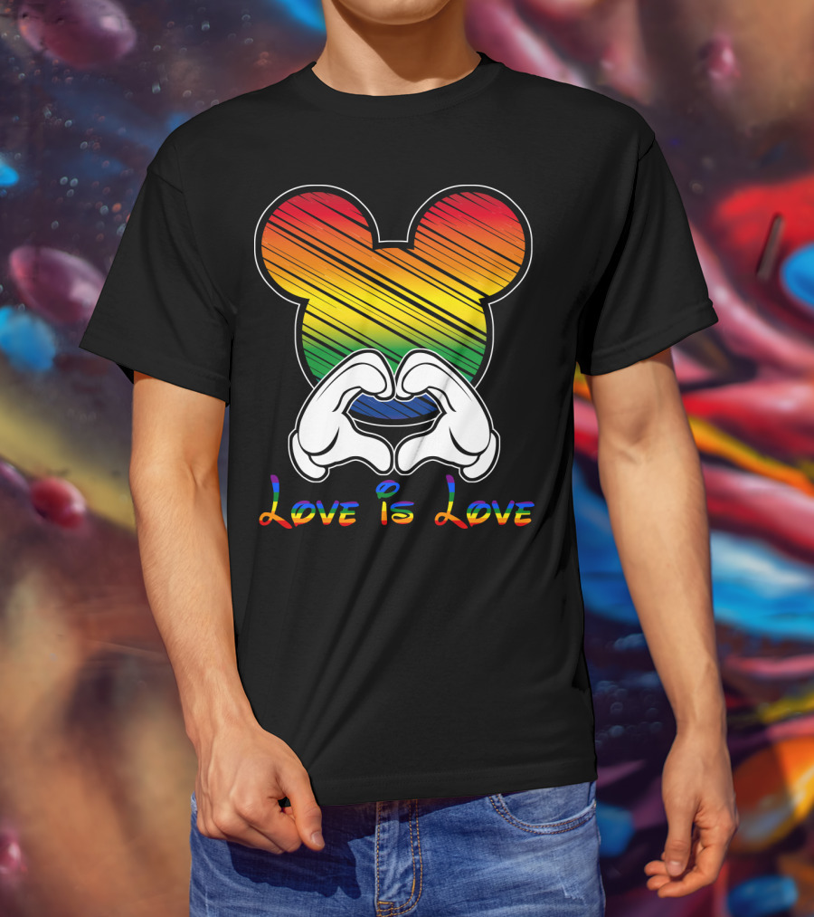 Love Is Love Rainbow Mickey Heart Hands T-Shirt
