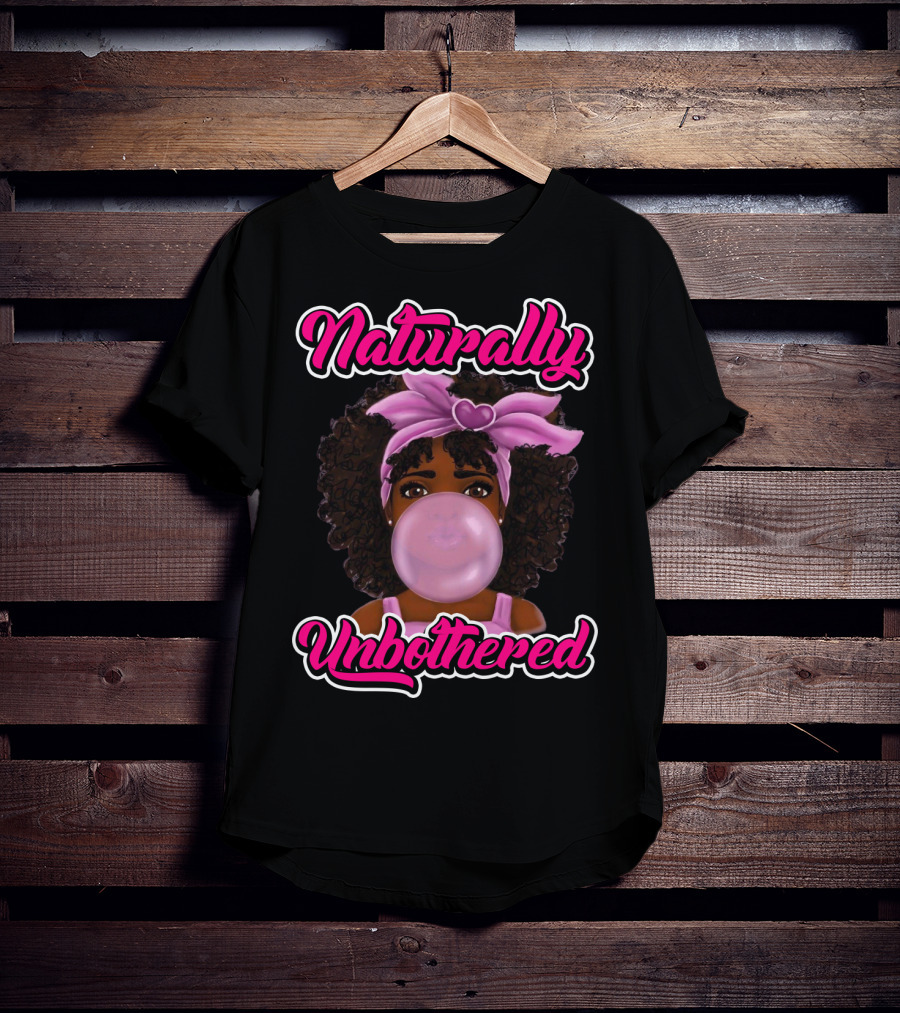 Naturally Unbothered Pink Headband Bubble Gum Afro T-Shirt
