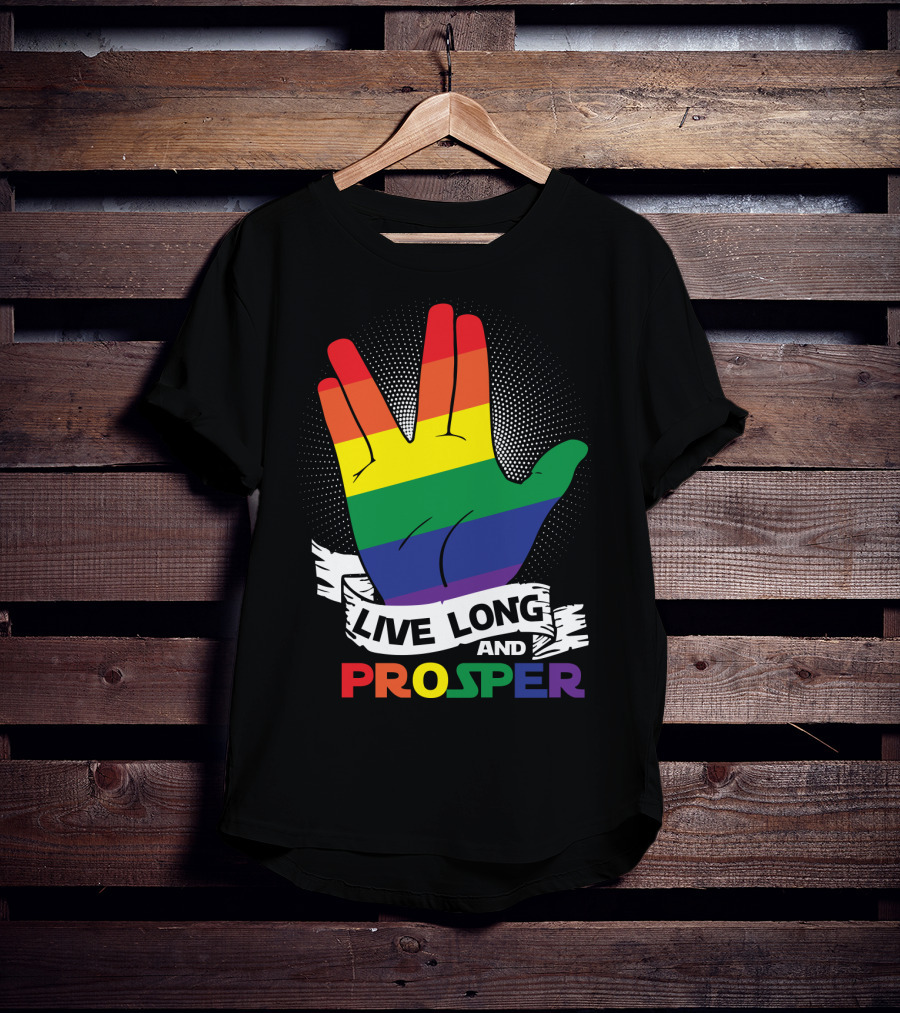 Live Long And Prosper Rainbow Hand Gesture T-Shirt