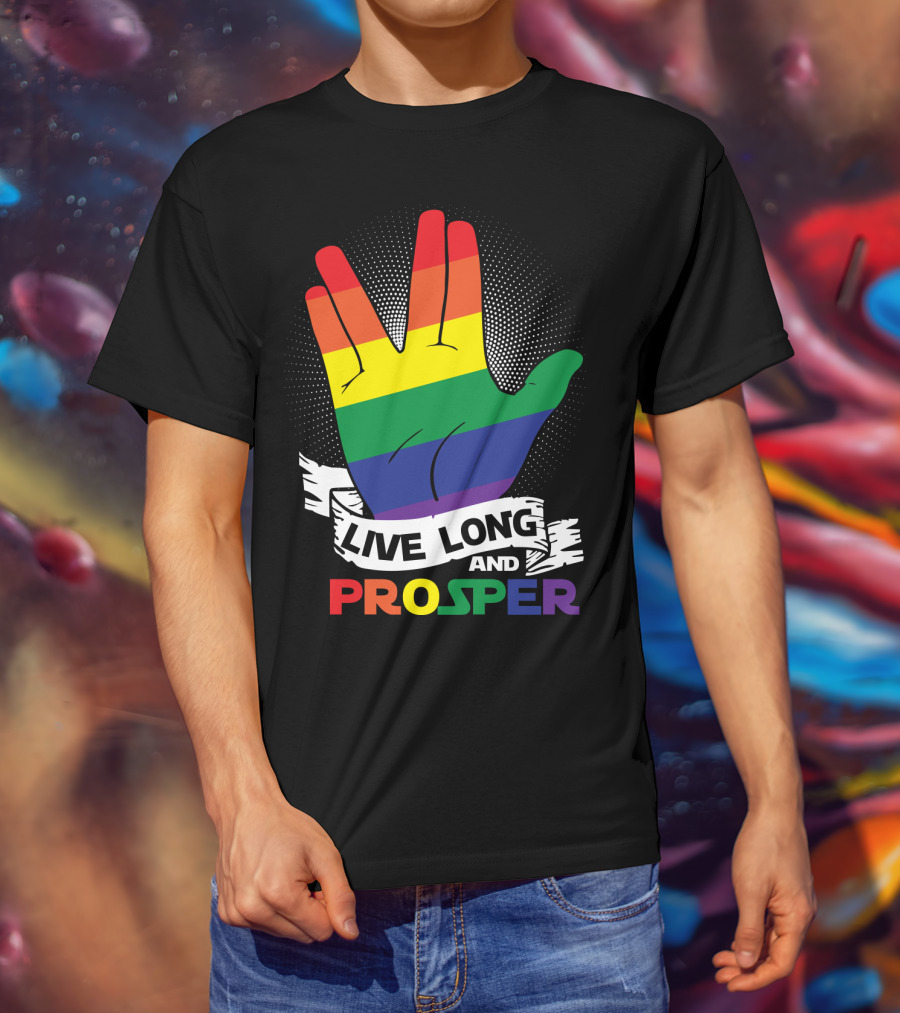 Live Long And Prosper Rainbow Hand Gesture T-Shirt