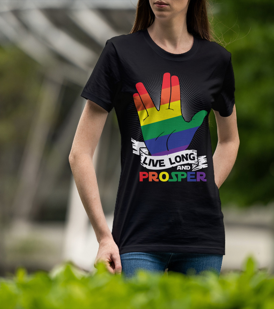 Live Long And Prosper Rainbow Hand Gesture T-Shirt