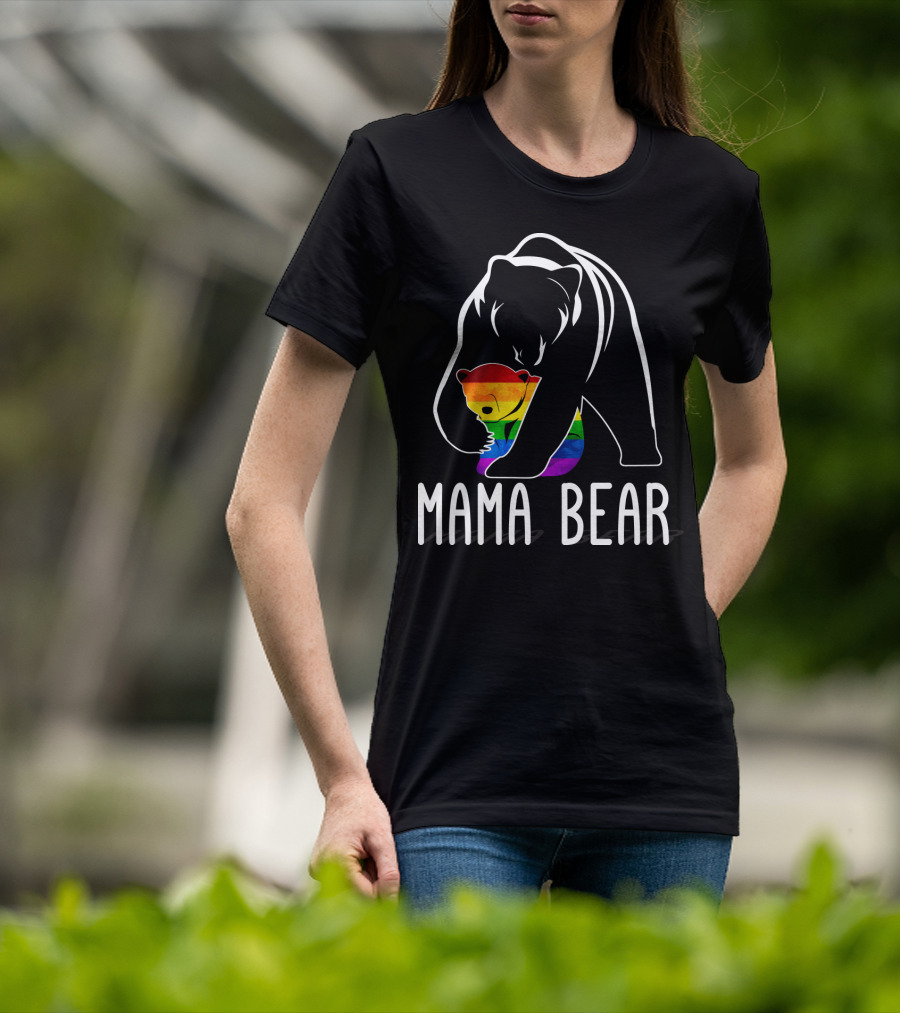 Mama Bear Rainbow Pride Bear Hug T-Shirt