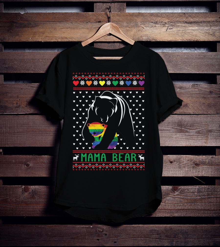 Mama Bear Rainbow Heart Pride T-Shirt