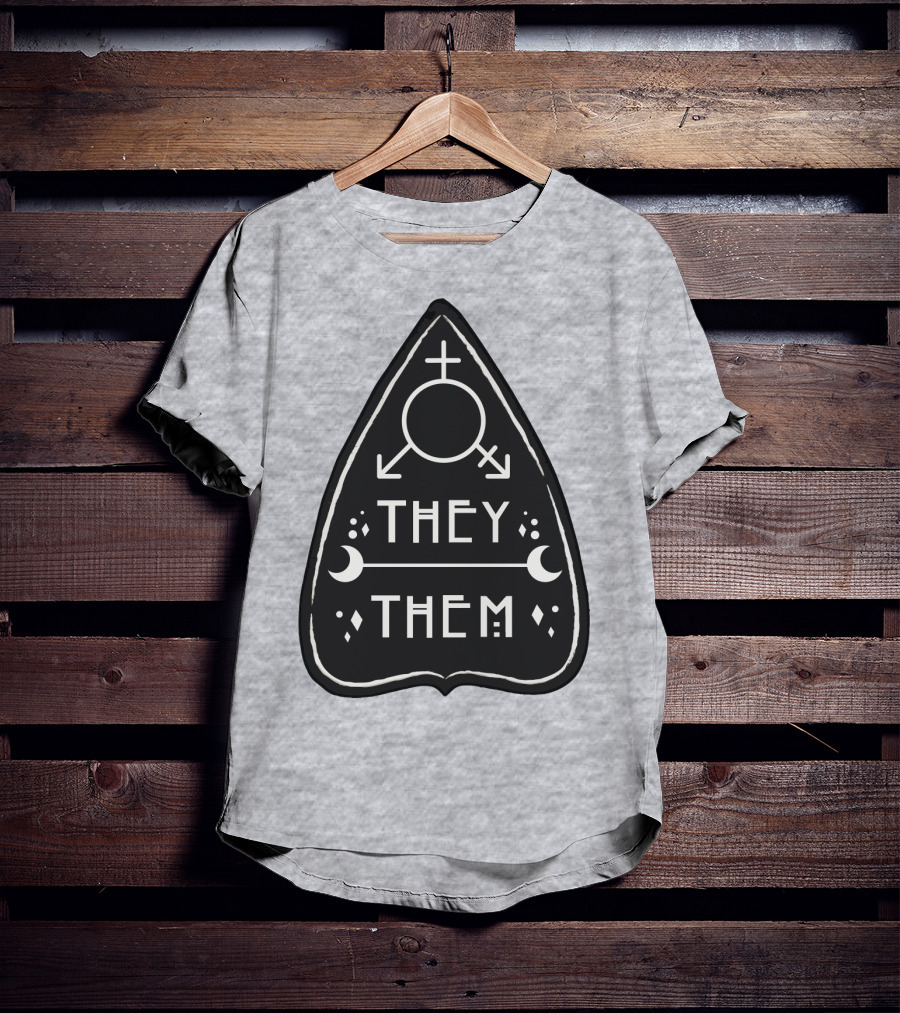 They Them Nonbinary Arrow Symbols Crescent Moons Geometric T-Shirt