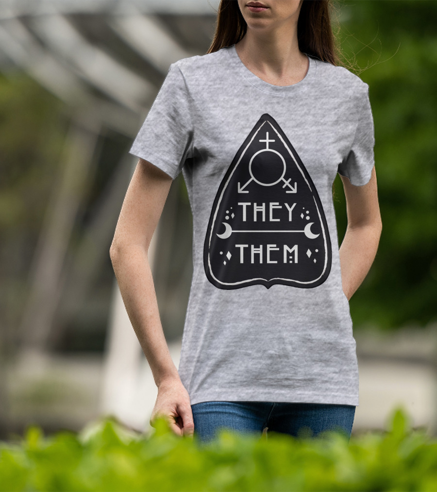 They Them Nonbinary Arrow Symbols Crescent Moons Geometric T-Shirt