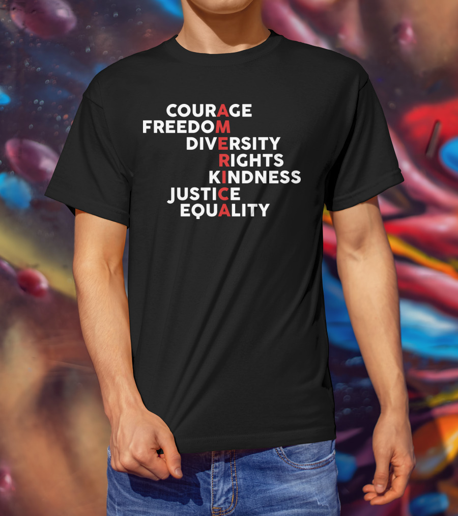 Courage Freedom Diversity Rights Kindness Justice Equality America T-Shirt