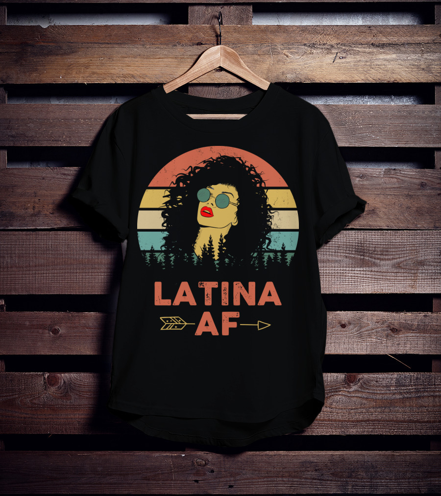 LATINA AF Retro Sunset With Stylized Woman And Arrow T-Shirt