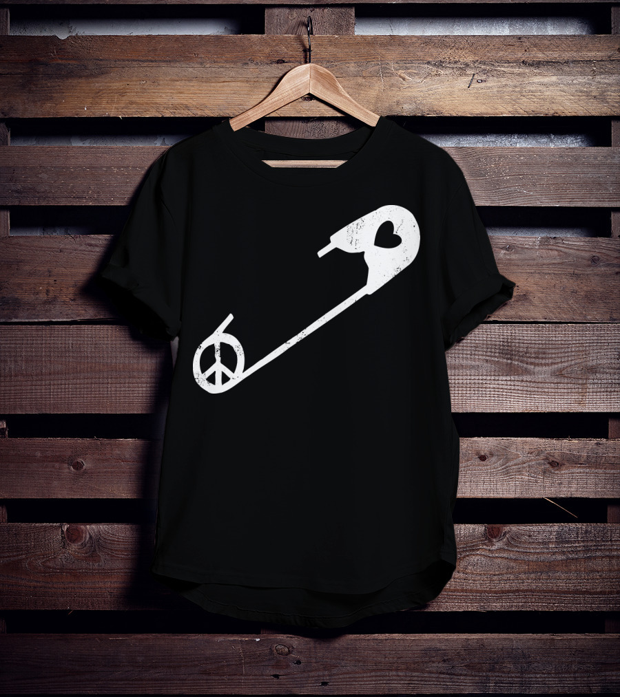 Peace Heart Safety Pin T-Shirt