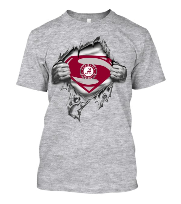 Alabama Crimson Tide Superhero Logo Rip T-Shirt