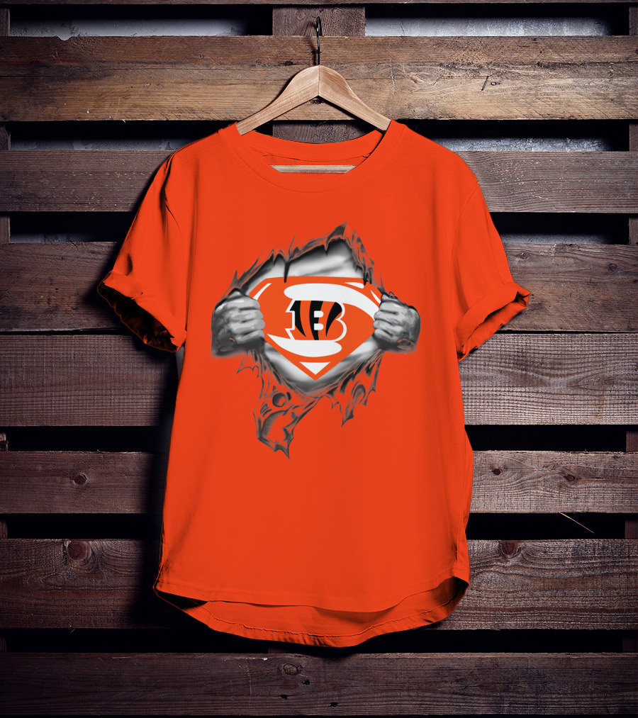 Bengals Superman Emblem Tear T-Shirt