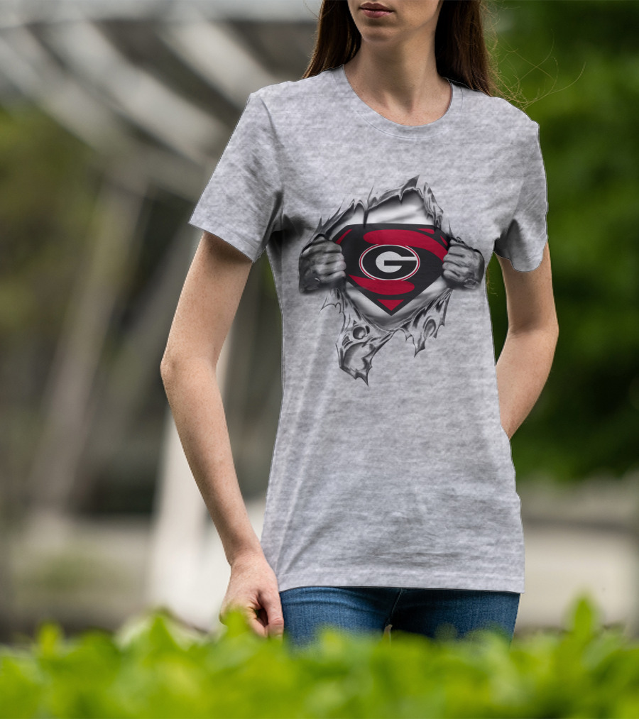 Georgia Bulldogs Superman G Logo Tear Out T-Shirt