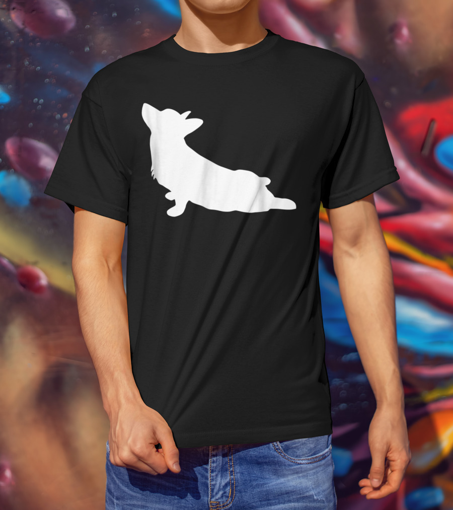 Corgi Yoga Silhouette Stretch Pose T-Shirt
