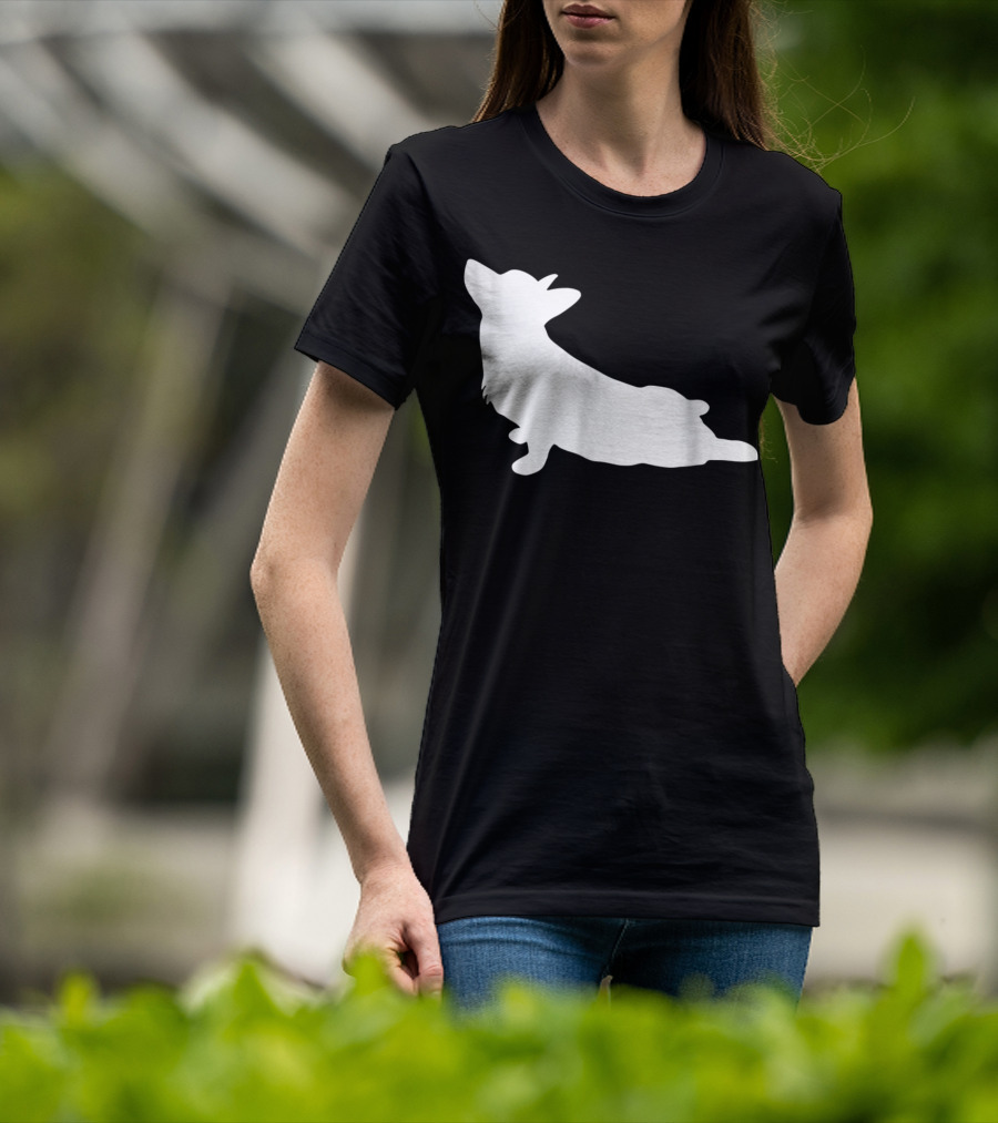 Corgi Yoga Silhouette Stretch Pose T-Shirt