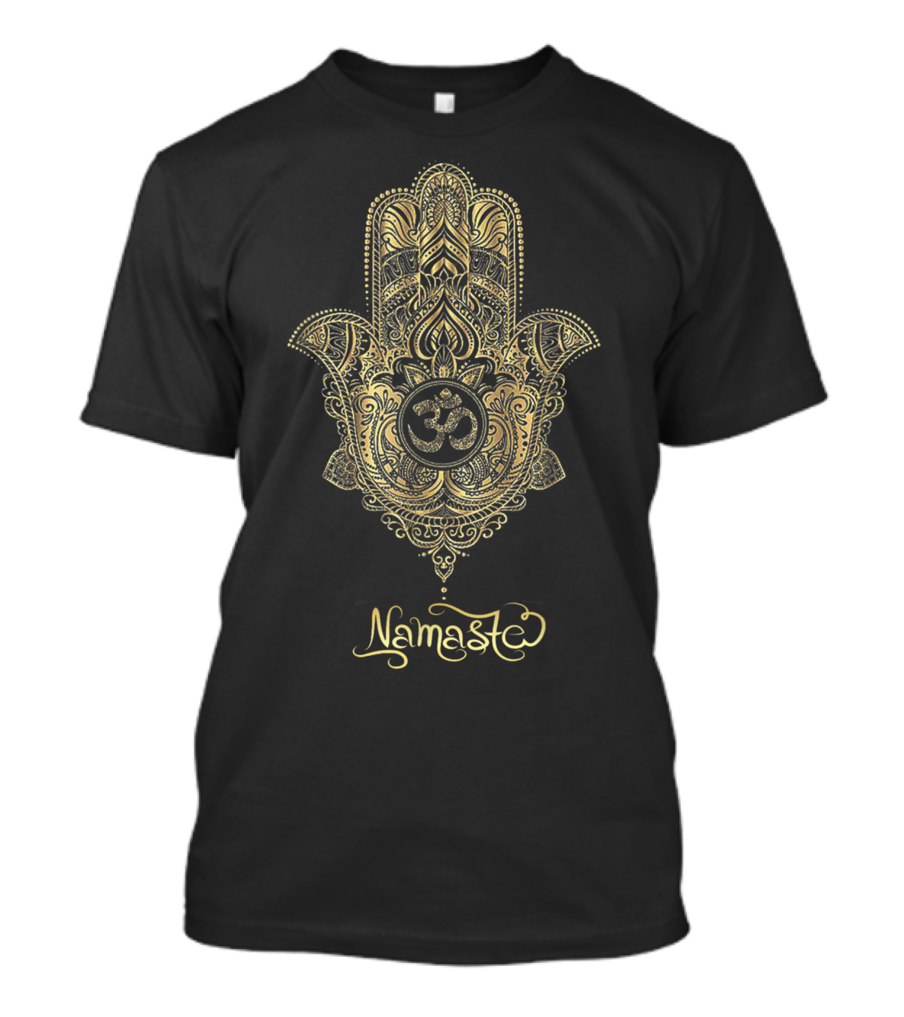 Namaste Gold Hamsa Hand Om Symbol Yoga Hinduism T-Shirt