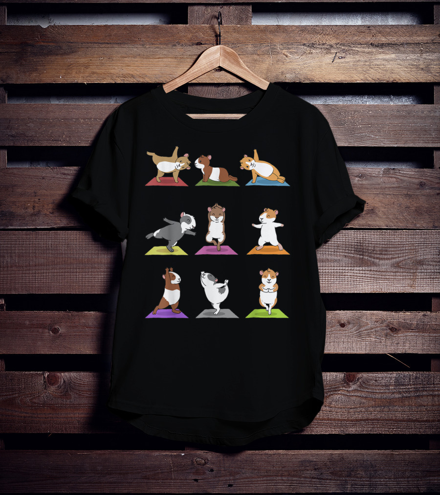 Guinea Pig Yoga Poses Cute Funny Cartoon Guinea Pigs T-Shirt