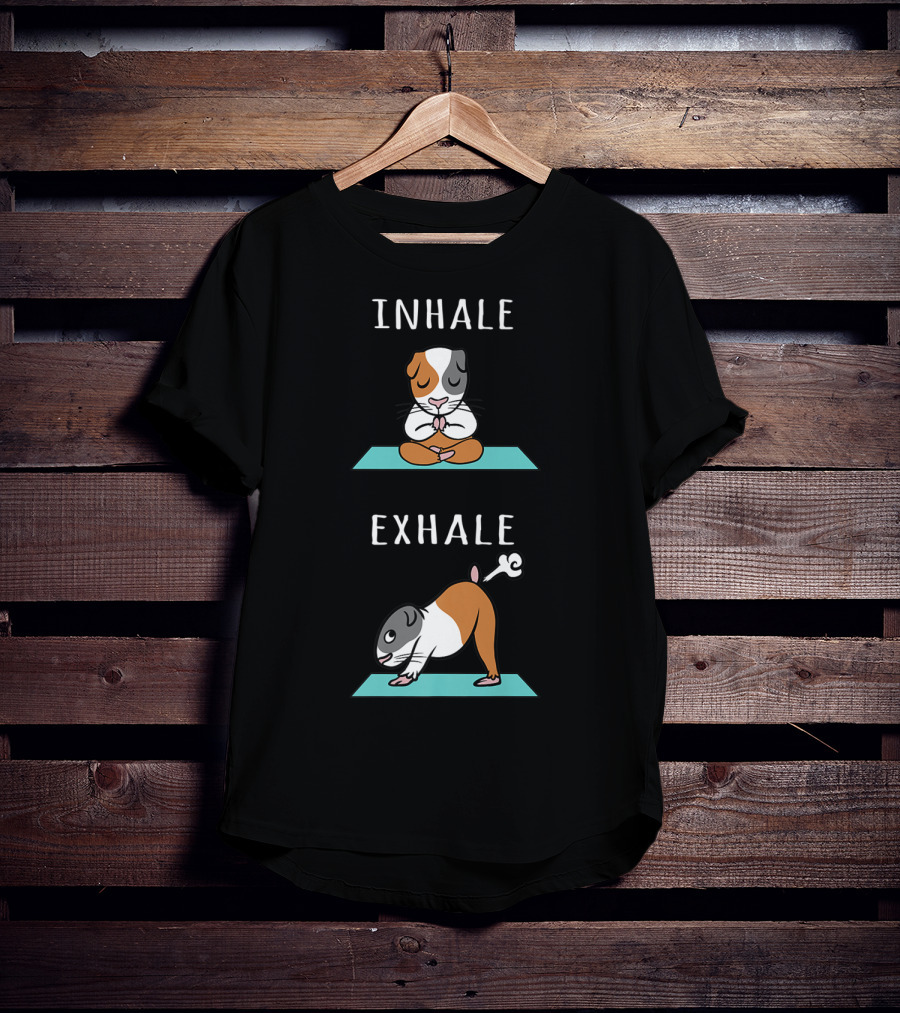 Guinea Pig Yoga Inhale Exhale Funny Pet Meditation T-Shirt